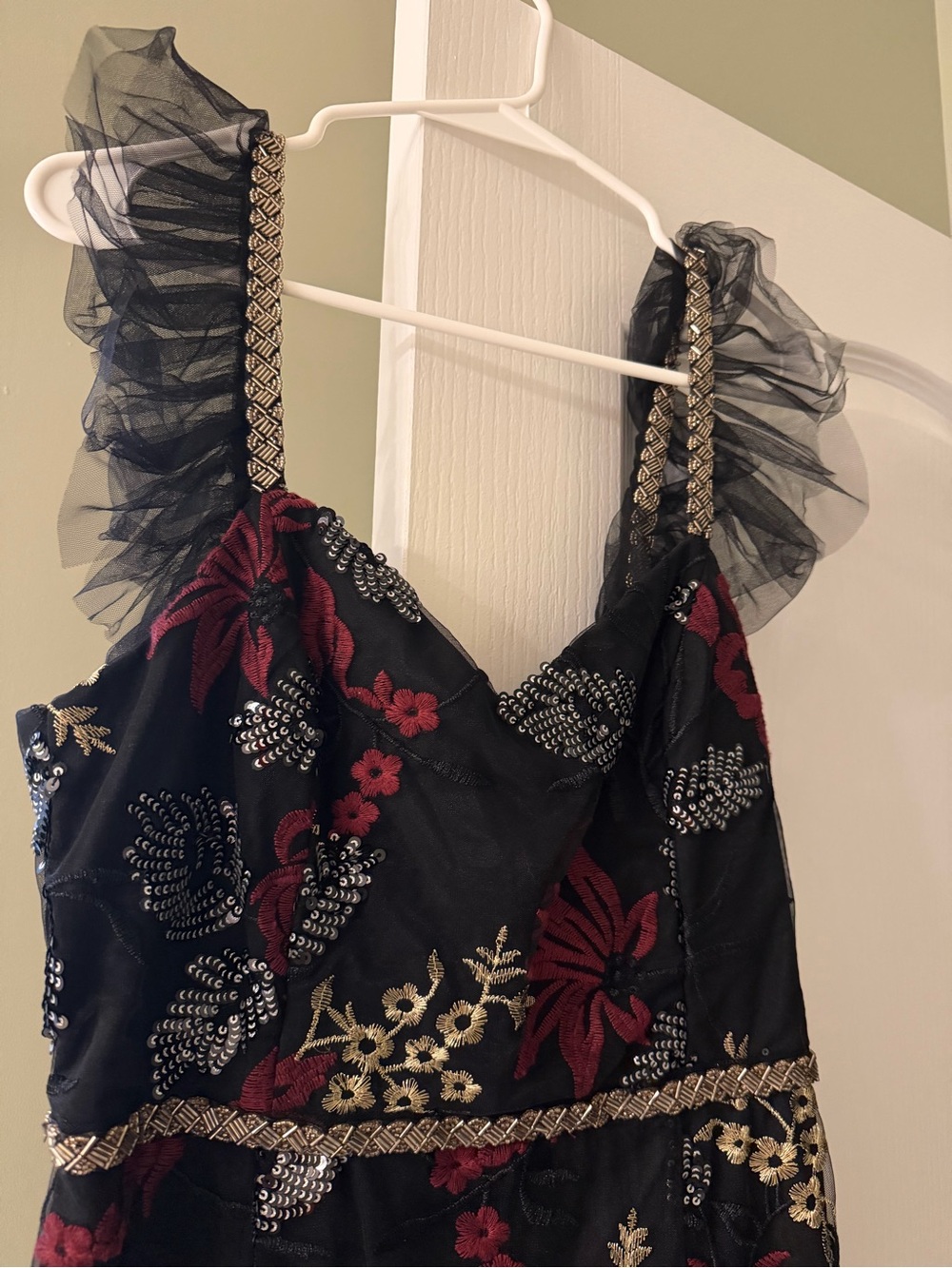 Lulu's Show Stopper Black Embroidered Sequin Bodycon Midi Dress - Picture 5 of 6